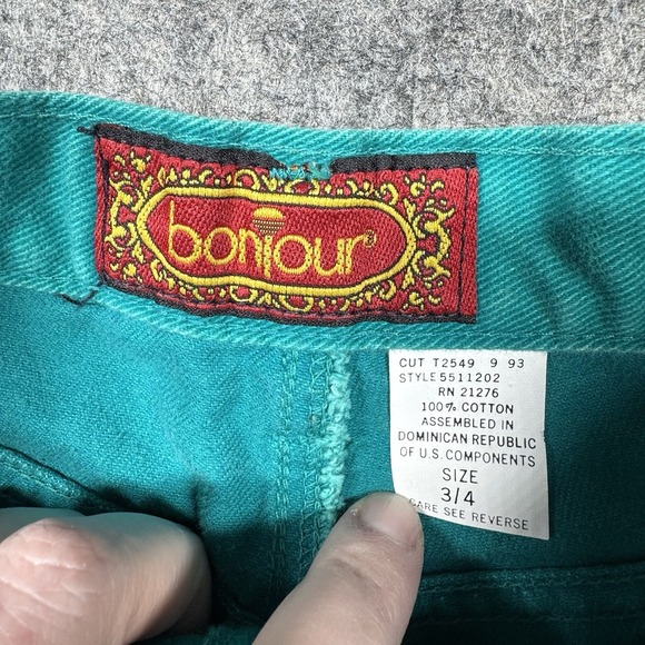 Bonjour Jeans Women 3/4 Straight Fit Green Teal Vintage Button Fly Denim 5511202 - Picture 8 of 9